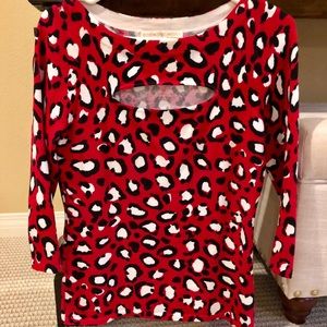 💋 Boston Proper Red Leopard Sweater 💋